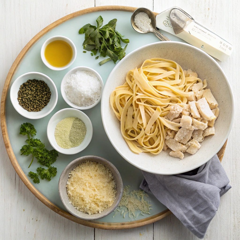 Ingredients for Creamy Fettuccine Alfredo