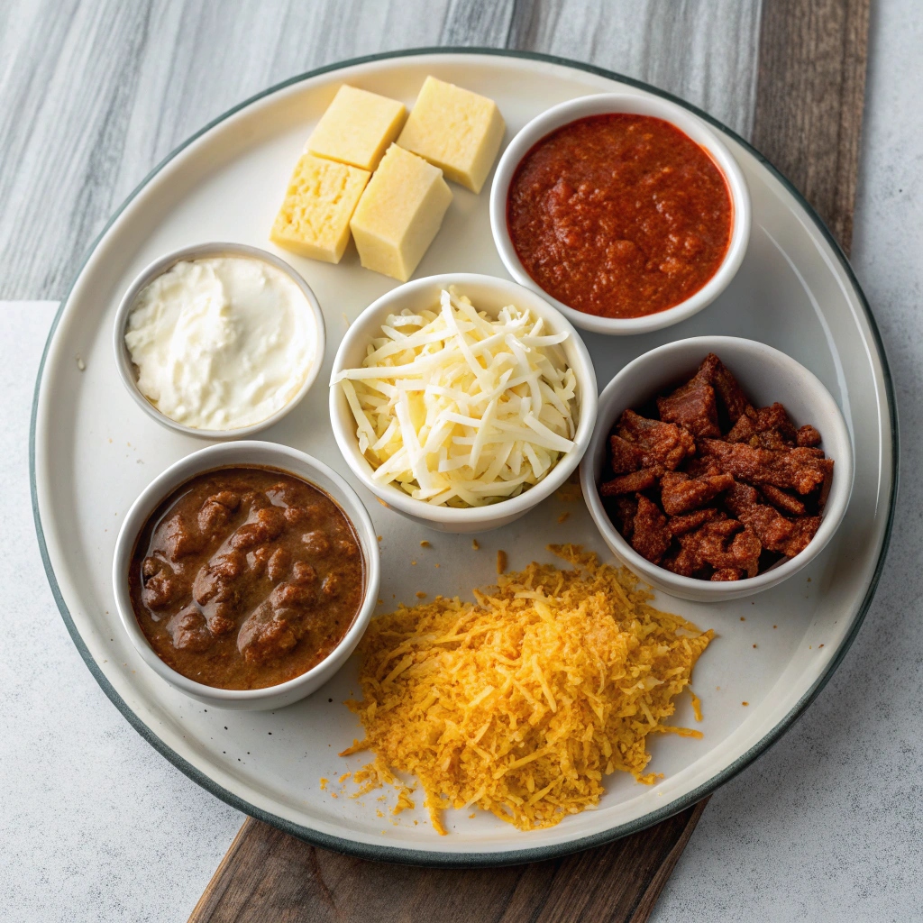 Ingredients for Homemade Chili Cheese Dip