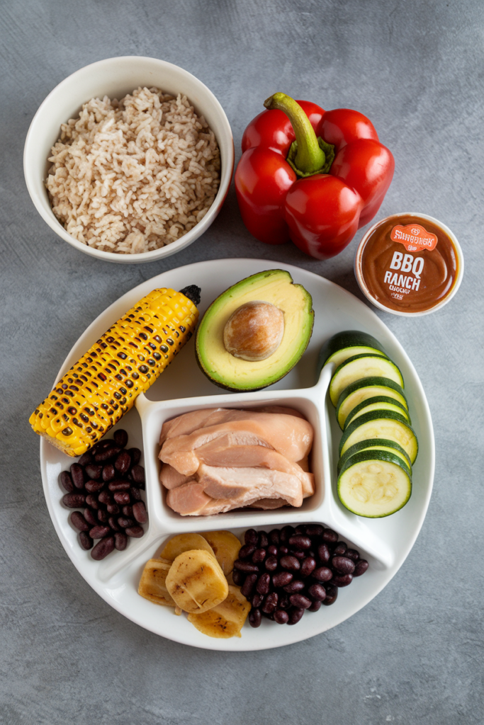 Ingredients for BBQ Chicken Bowl