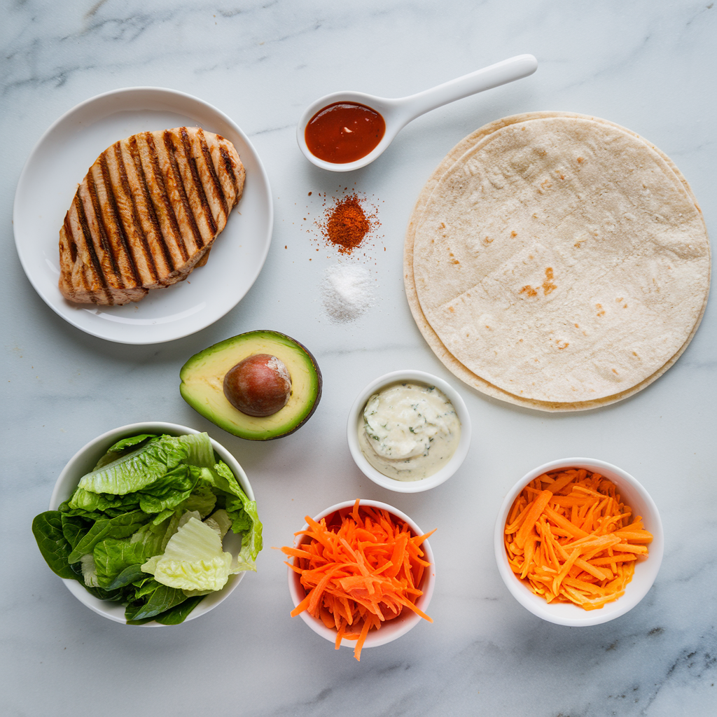 Ingredients for Buffalo Chicken Wrap