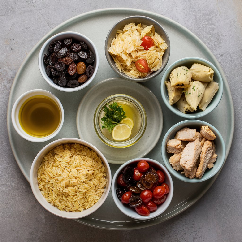 Ingredients for Mediterranean Orzo Salad