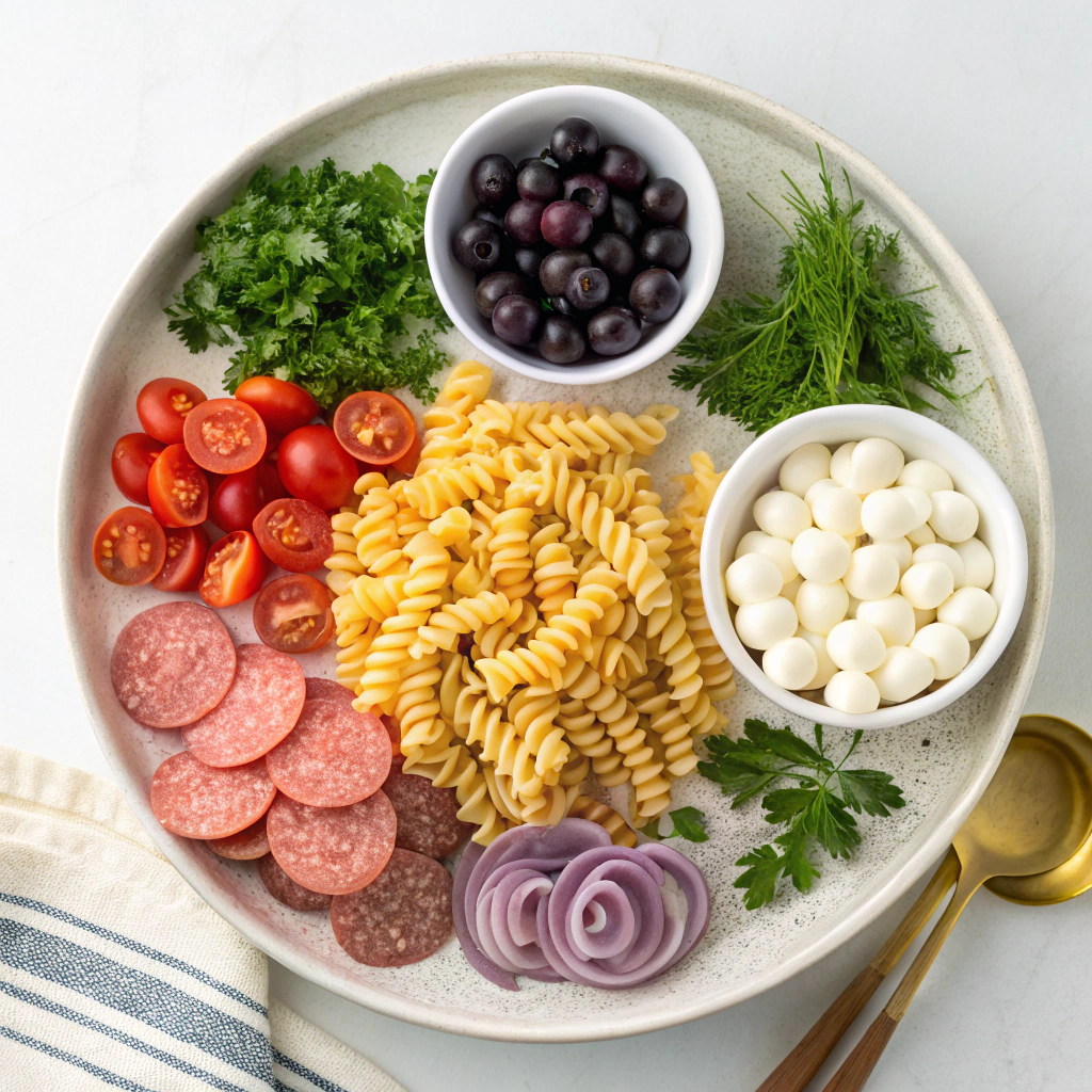 Fresh Italian Pasta Salad Ingredients