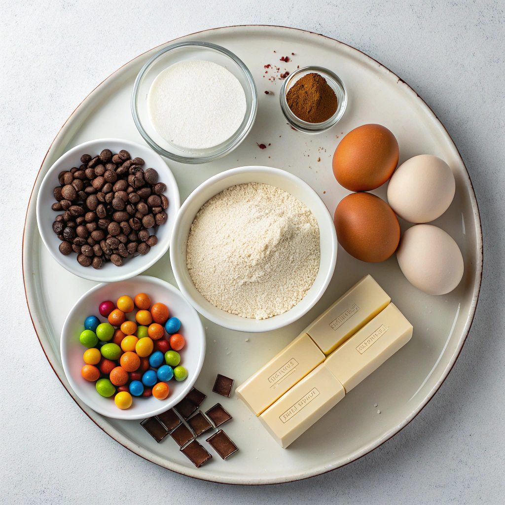 Ingredients for Delightful M&M Cookie Bars