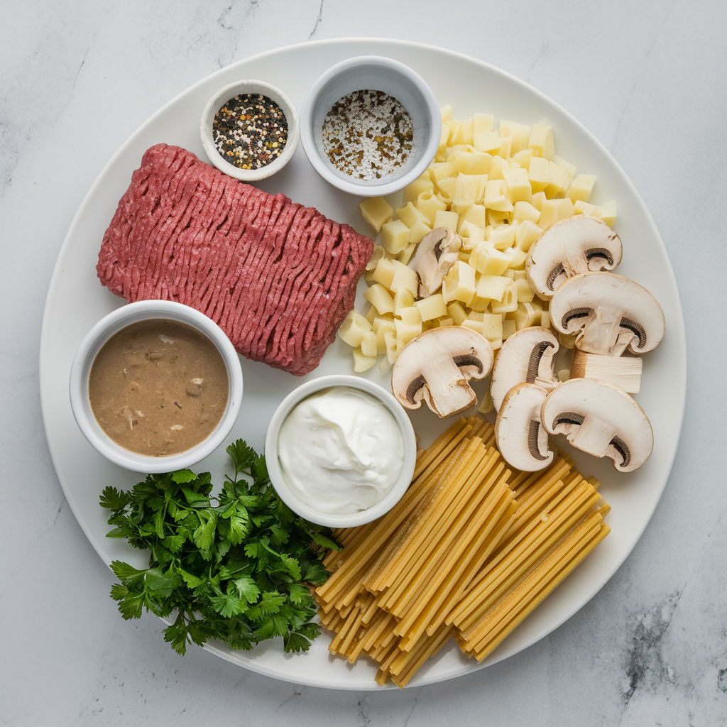 Ingredients for Classic Beef Stroganoff