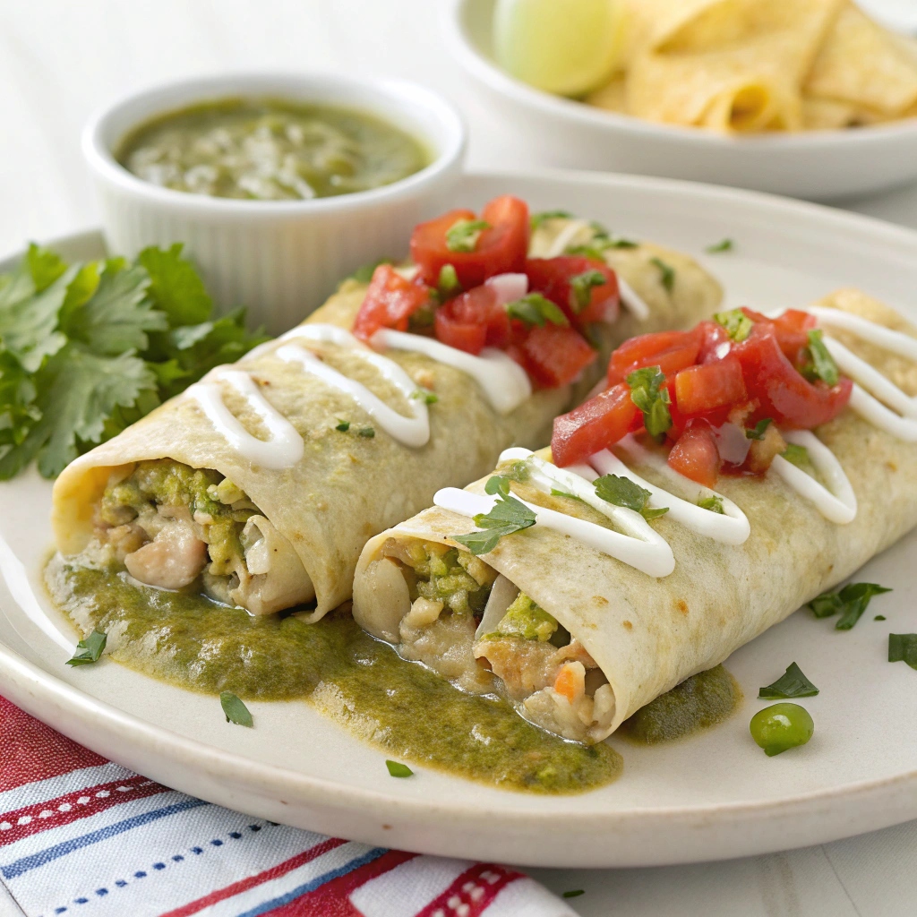 Smothered Green Chile Chicken Burritos