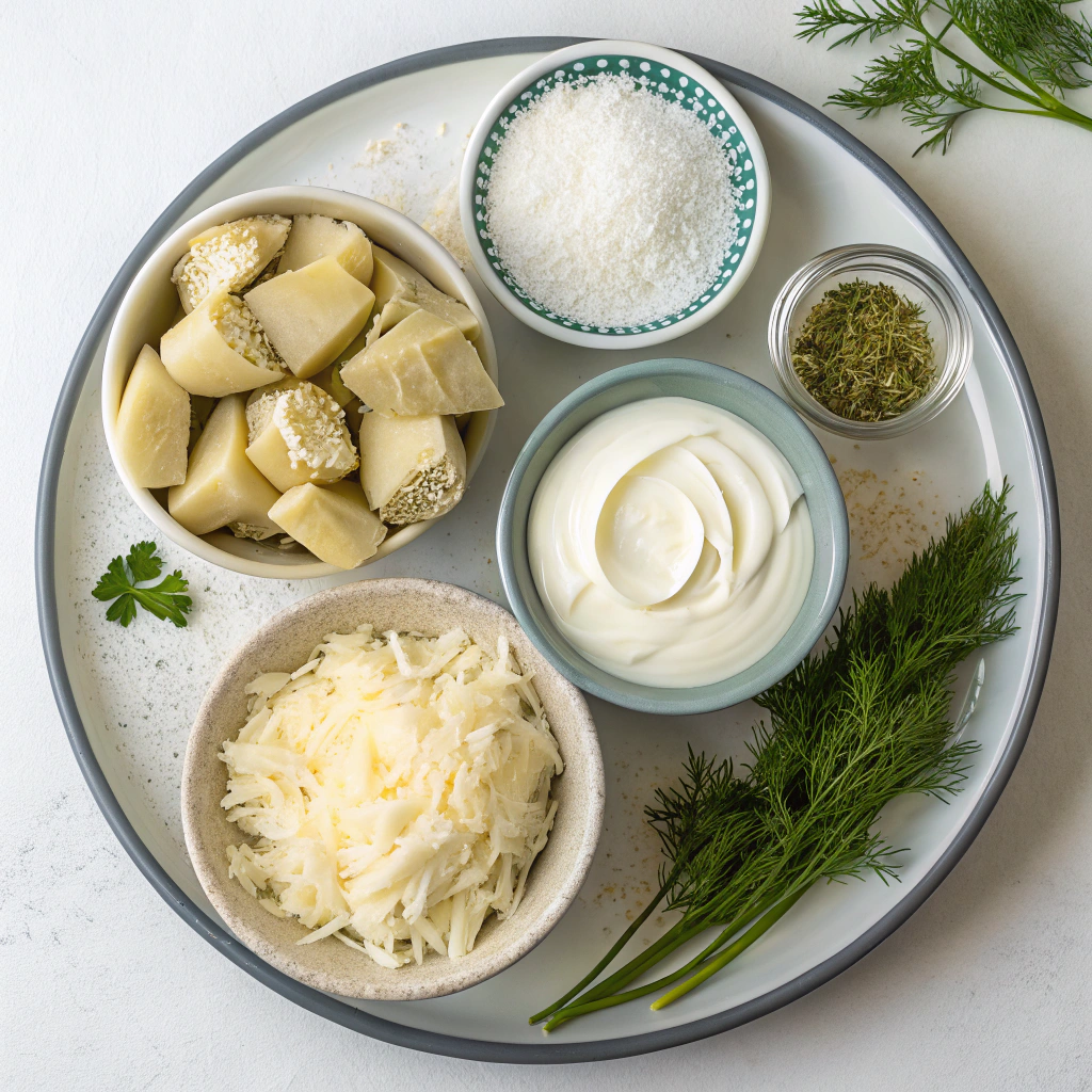 Ingredients for Creamy Artichoke Dip